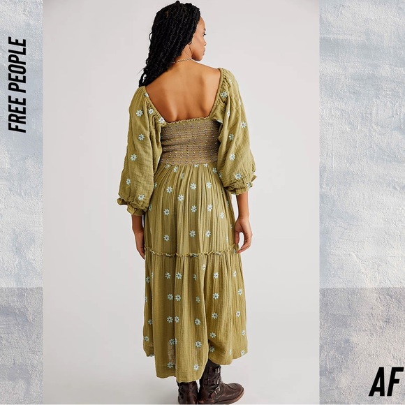 FREE PEOPLE DAHLIA MAXI DRESS IN MOSSTONE COMBO NWT XL - Picture 4 of 12